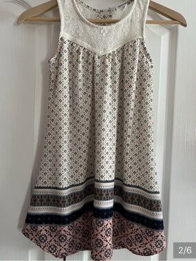 Eyeshadow Girls Boho Lace Trimmed Tank Dress Sundress Cottagecore